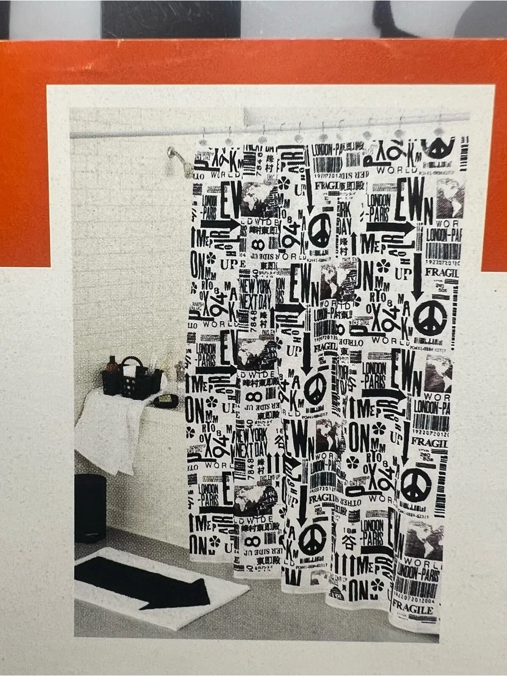 Studentlounge Black & White Text Graphic PEVA Shower Curtain